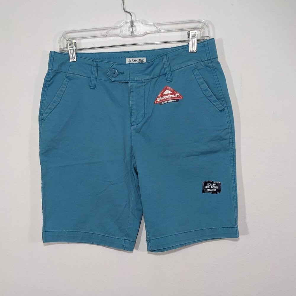 NWT ST JOHN’S BAY Comfort Waist SHORTS Blue Womens Bermuda Size 8P